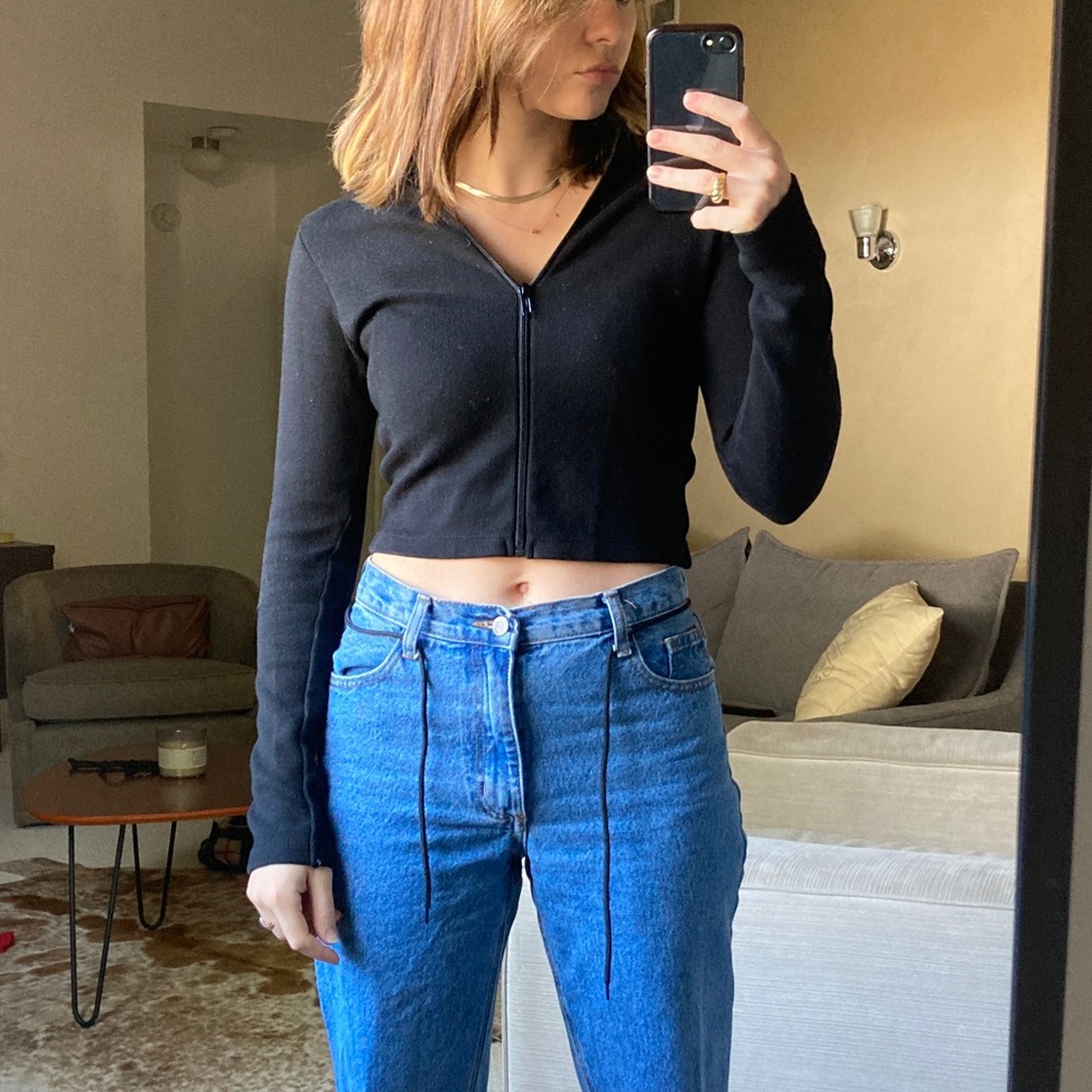 Black Crop Zip up Jacket